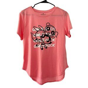 The Powerpuff Girls Juniors Sz L (11-13) Pink And Black "Girls Rock" Graphic Tee